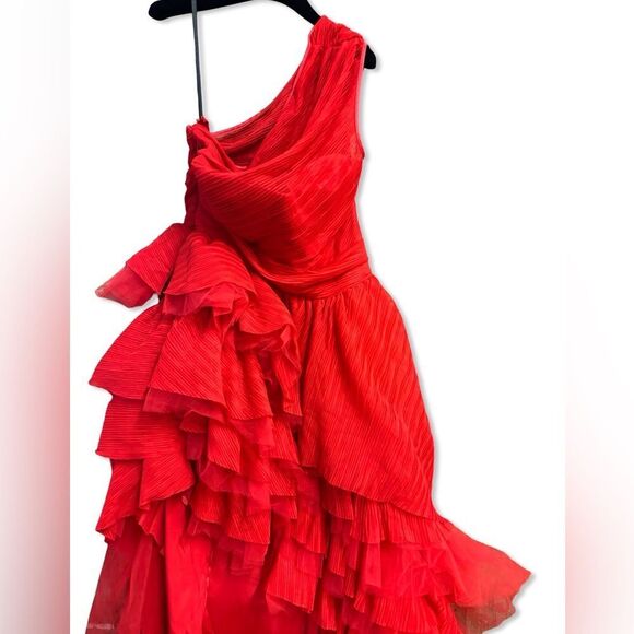 MAJORELLE Soriya Gown Royal Red Vibrant One-Shoulder Dress Revolve NWT M - Picture 8 of 13